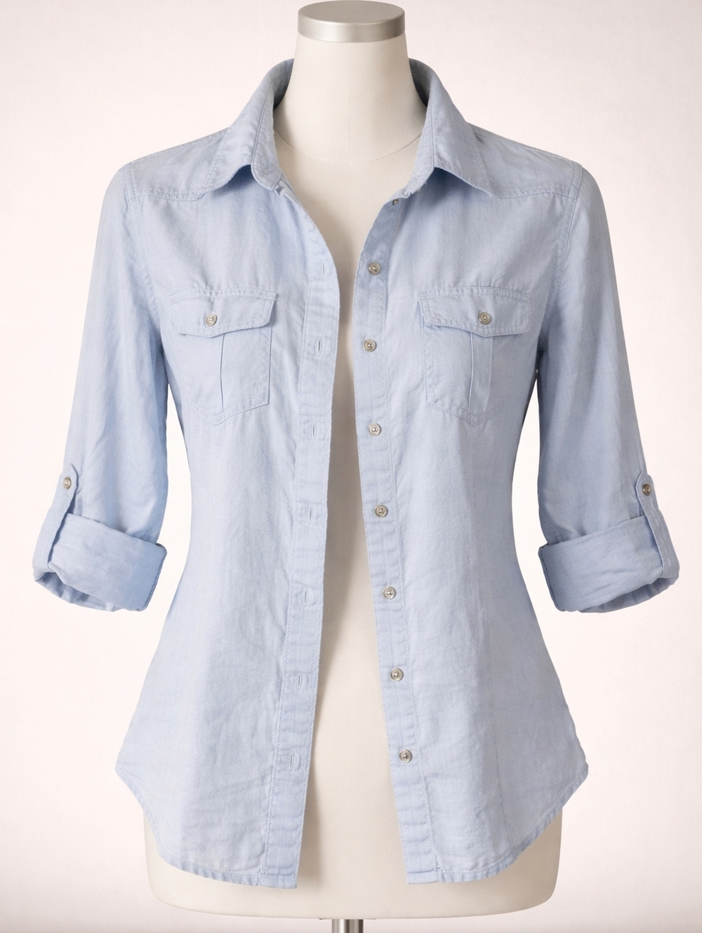 Light Blue women's button up shirt